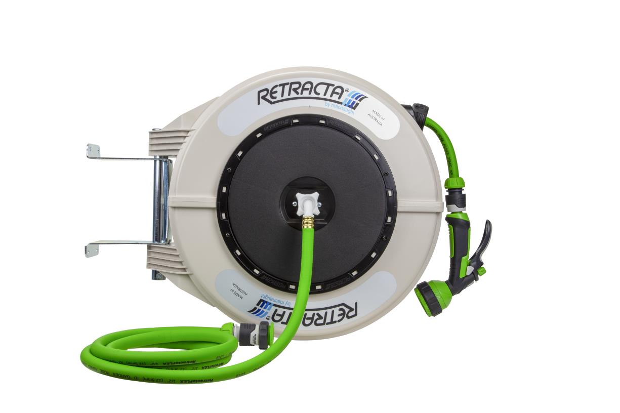 Retracta R3 FLEX Premium veerbediende tuinslang waterhaspel met 18m x 1/2 " FLEX tuinslang,(Beige)